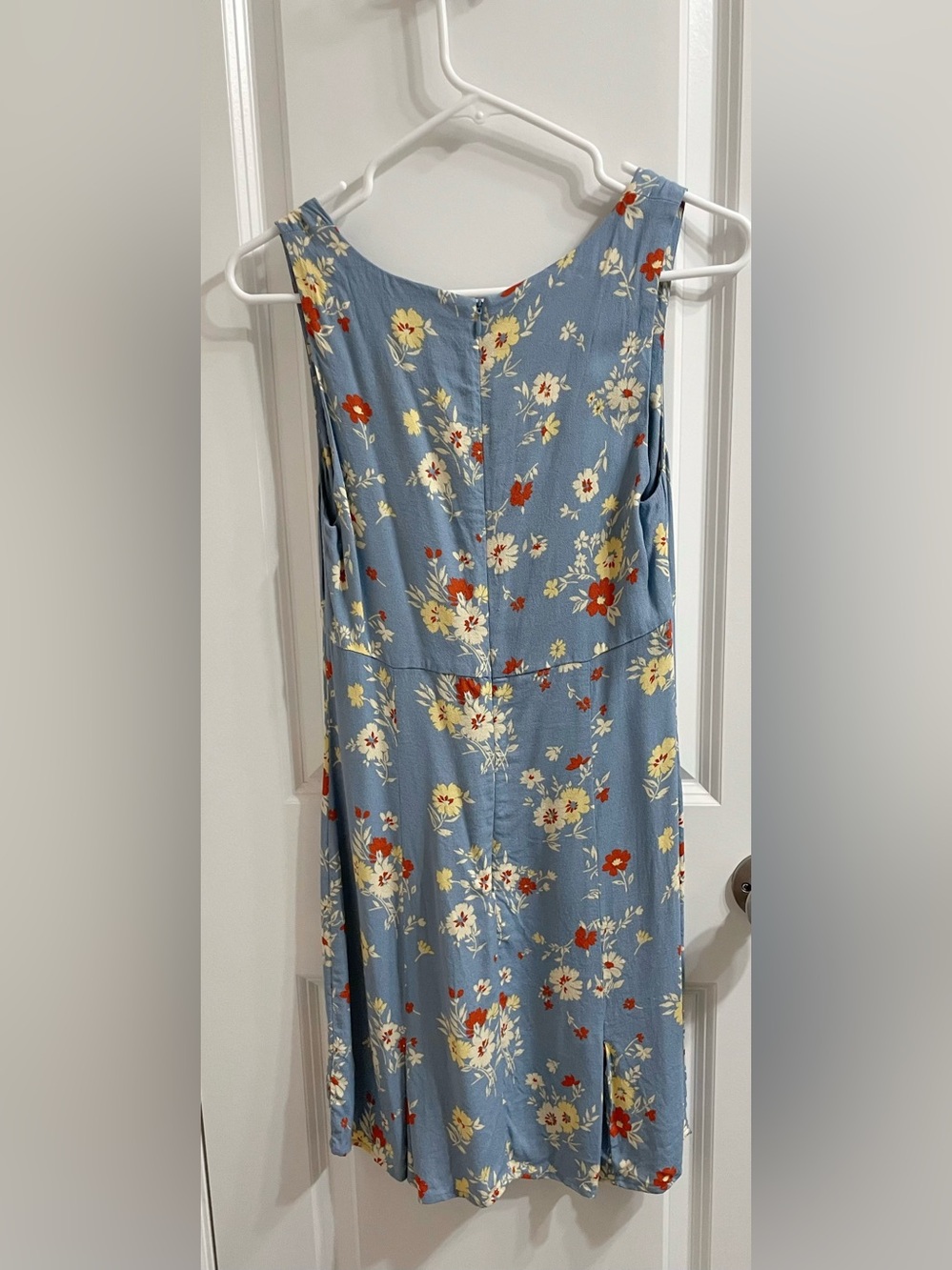 Reformation Light Blue Floral Midi Dress with Cream and Red Flowers - Picture 2 of 2